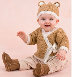knit teddy baby sweater and hat