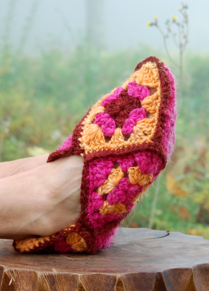 Free Crochet Granny Square Slipper Pattern