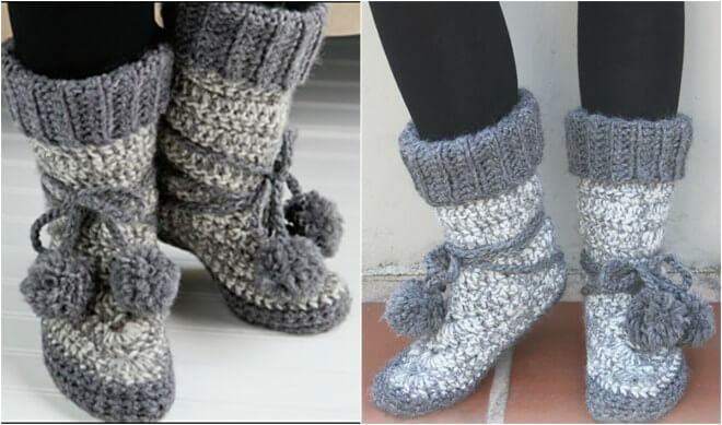 Free Crochet Eskimo Booties Pattern