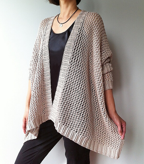 Knit cardigan-shawl pattern