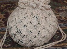 Free crochet pattern - Vintage Drawstring Bag