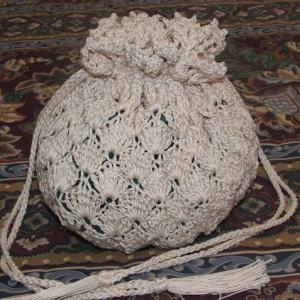 Free crochet pattern - Vintage Drawstring Bag