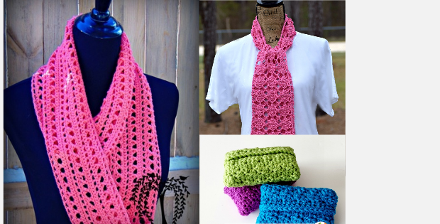 Free crochet scarves and tissue holder patterns